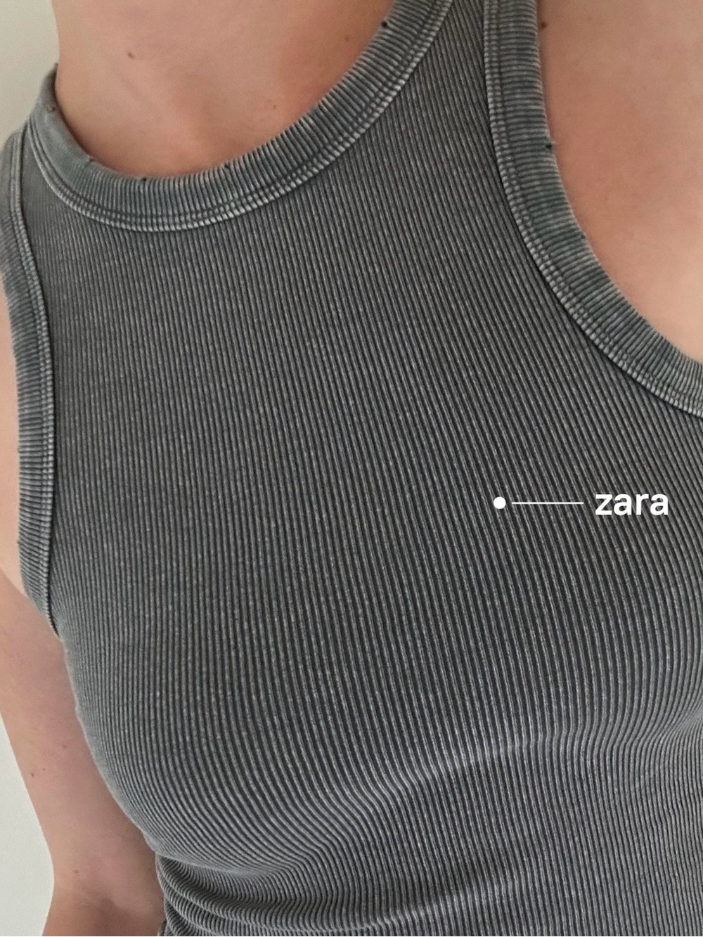 Zara Ribbed Crewneck Tank in Charcoal Gray